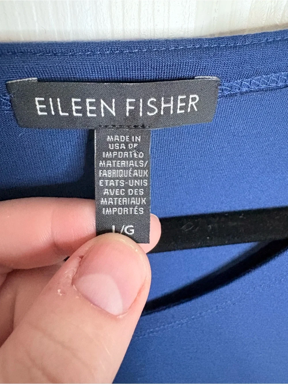 Eileen Fisher Blue Lyocell Jersey Swing Dress Bell Sleeve Dress Large - Picture 5 of 8